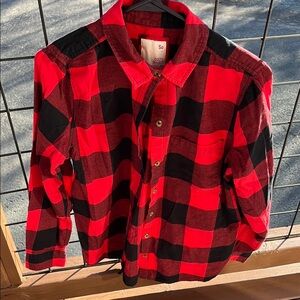 SO Cozy shirt Red and Black Plaid Button-Up Shirt medium
